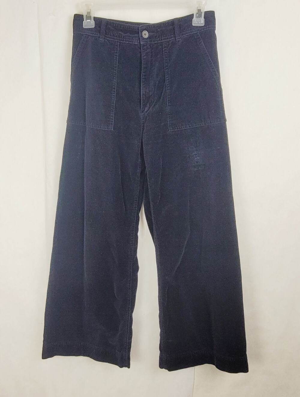 Frye Nadia black wide leg cropped velvet pants Size 6 Hippie Boho Goth